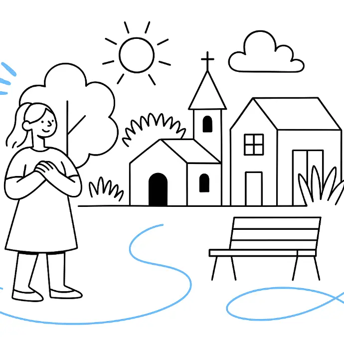 Person vor sicherer Schule 